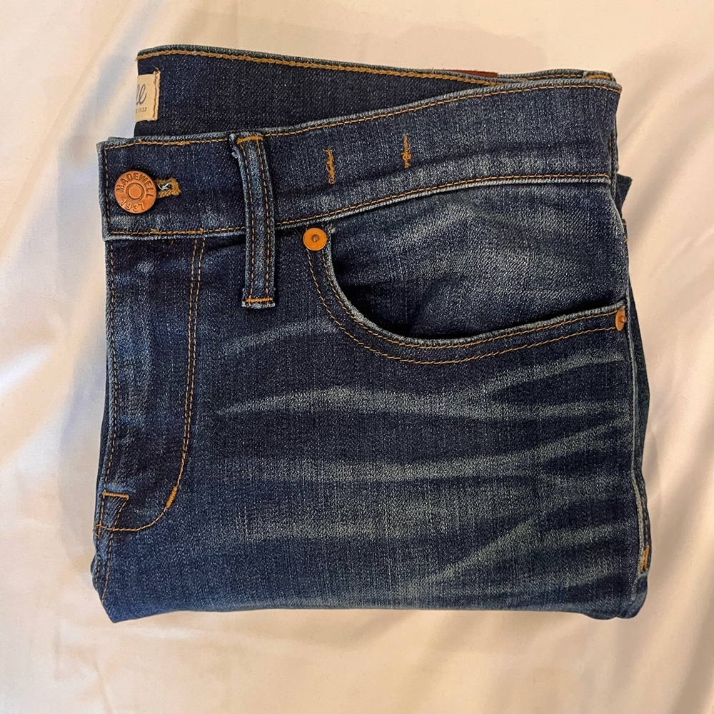 Madewell Dark Blue Distressed Skinny Jeans